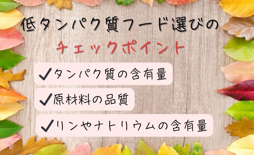 低タンパク質フード選びのチェックポイント